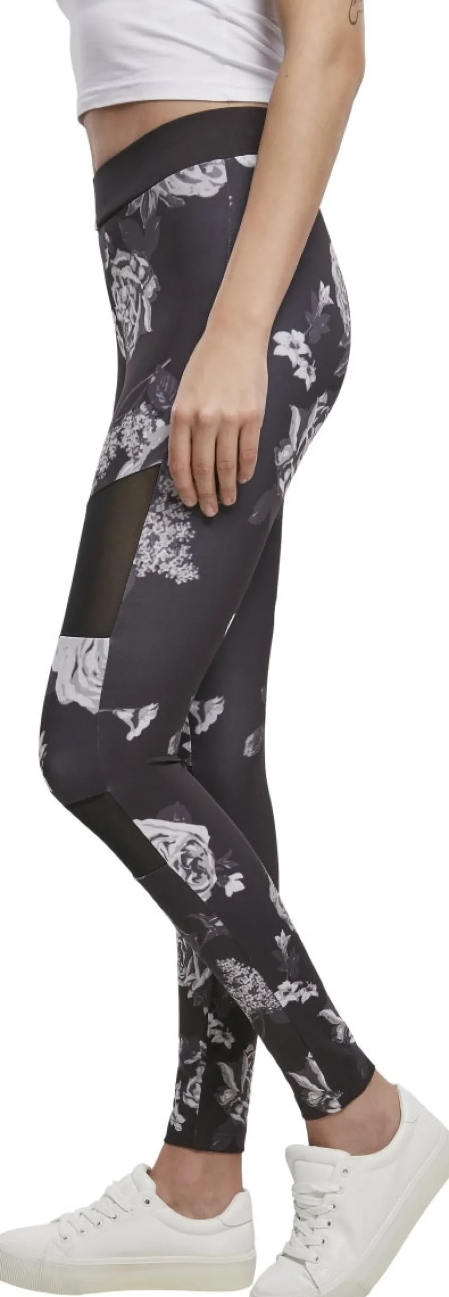 Urban Classics Ladies Tech Mesh AOP - Leggings, darkflower