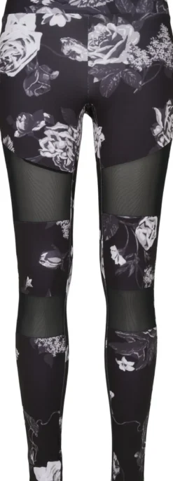 Urban Classics Ladies Tech Mesh AOP - Leggings, darkflower