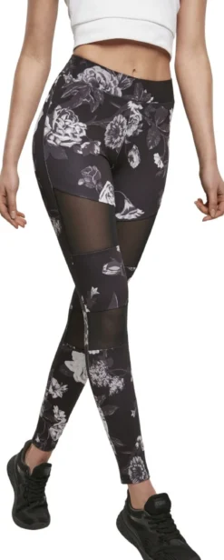 Urban Classics Ladies Tech Mesh AOP - Leggings, darkflower