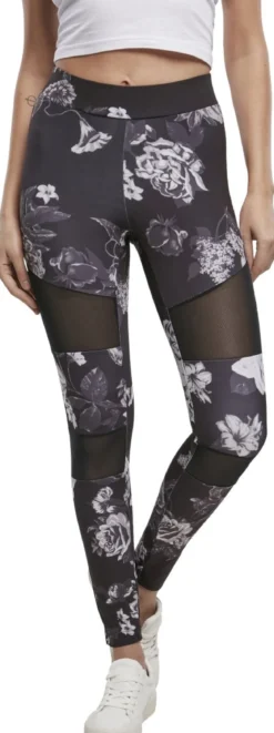 Urban Classics Ladies Tech Mesh AOP - Leggings, darkflower