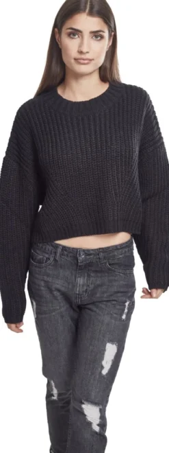 Urban Classics Ladies Wide Oversize - neule, Musta