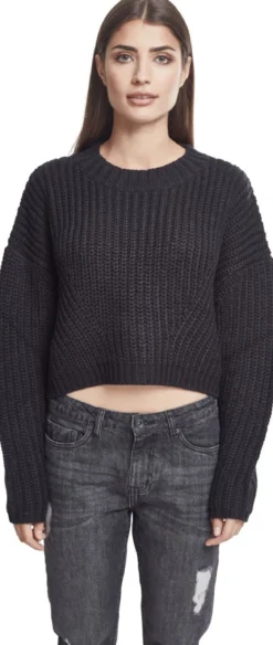 Urban Classics Ladies Wide Oversize - neule, Musta