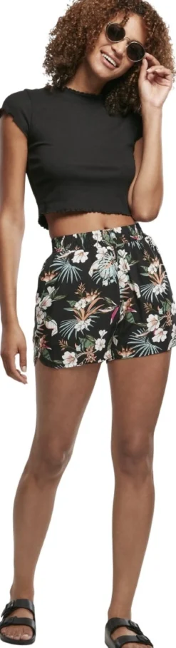 Urban Classics -Naisten shortsit, black tropical