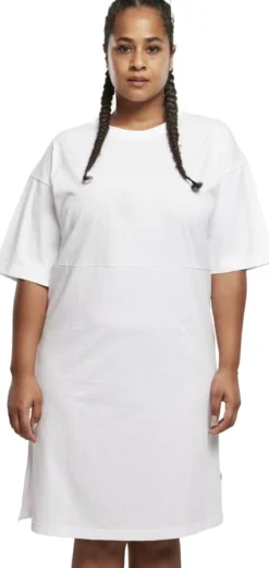 Urban Classics Organic Oversized Slit - Naisten T-paitamekko, valkoinen