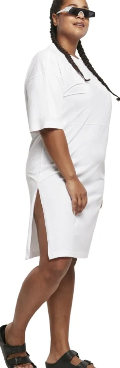 Urban Classics Organic Oversized Slit - Naisten T-paitamekko, valkoinen