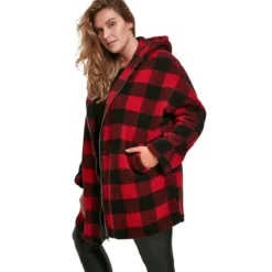 Urban Classics Oversize Check Sherpa - Välikausitakki