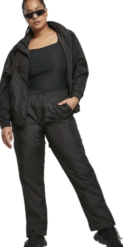 Urban Classics Oversized Shiny Crincle Nylon - Naisten takki, musta