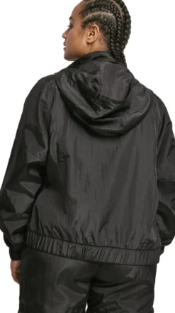 Urban Classics Oversized Shiny Crincle Nylon - Naisten takki, musta