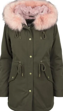 Urban Classics Peached Teddy Lined Parka - Naisten talvitakki, olive