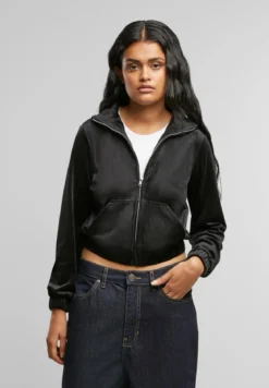 Urban Classics Short Velvet Track Jacket - Takki