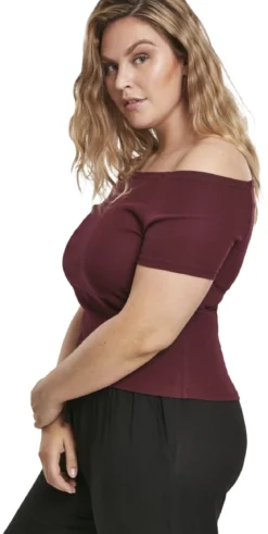 Urban Classics Shoulder Rib - T-paita, viininpunainen
