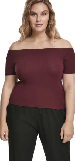 Urban Classics Shoulder Rib - T-paita, viininpunainen