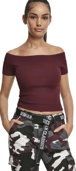 Urban Classics Shoulder Rib - T-paita, viininpunainen