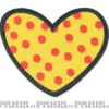 Yellow Polka Dot Heart - kangasmerkki